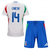 Echipament fotbal Italia Federico Chiesa #14 Tricou Deplasare European 2024 pentru copii maneca scurta (+ Pantaloni scurti)